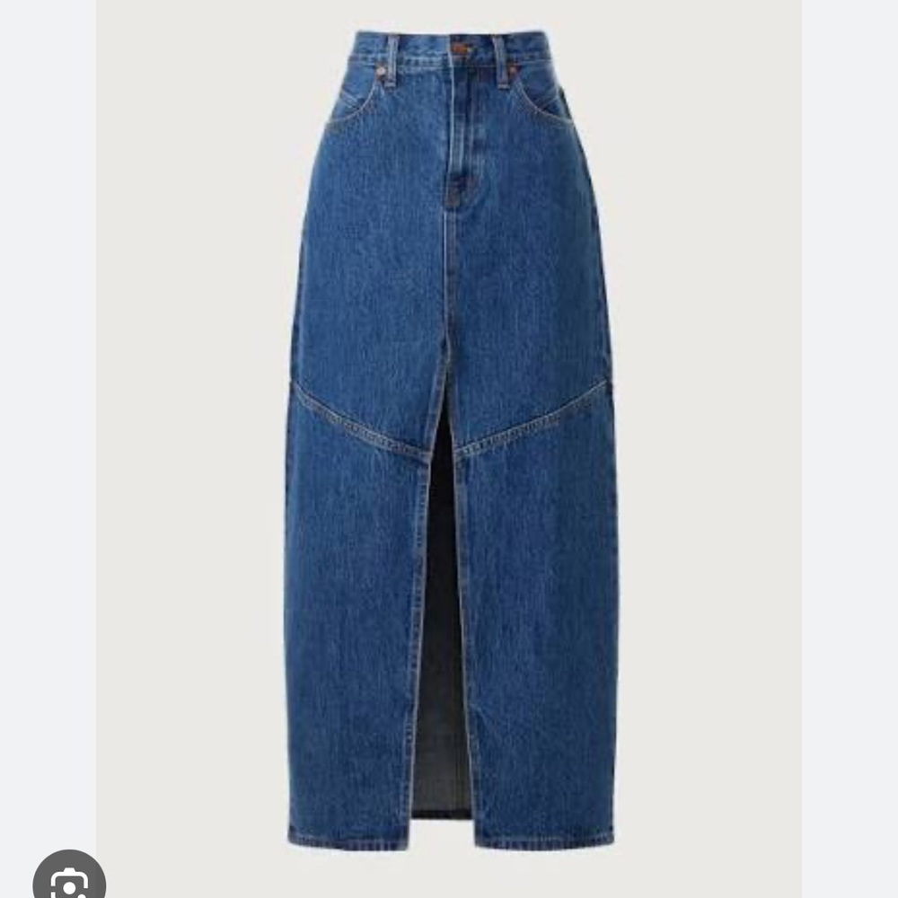 Madewell mid-rise denim maxi skirt
